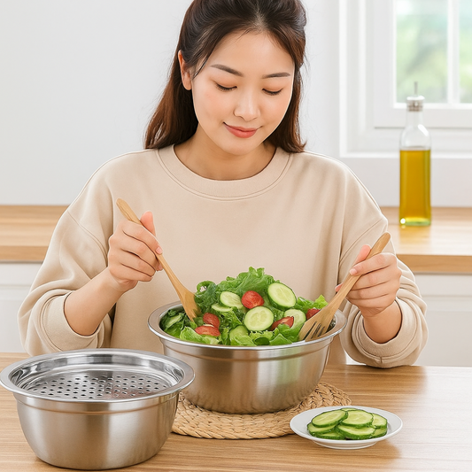 Cuisinet - Das 2 in 1 Set Schüssel und Sieb für innovative Köcher