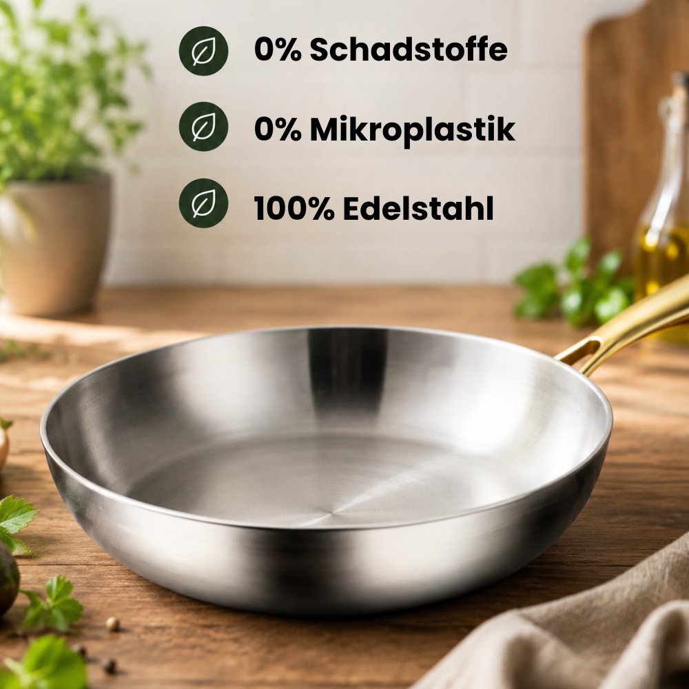 EssenSteel - Reines Edelstahl statt der Giftschicht, die du täglich mitisst.