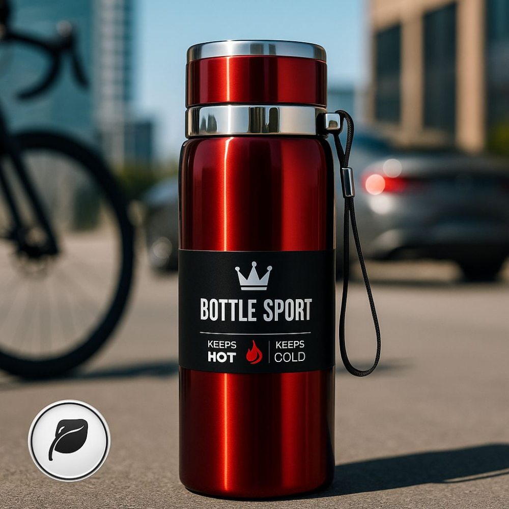 ESTILI-Edelstahl-Thermoflasche. Hält Getränke bis zu 12 Stunden heiß oder kalt