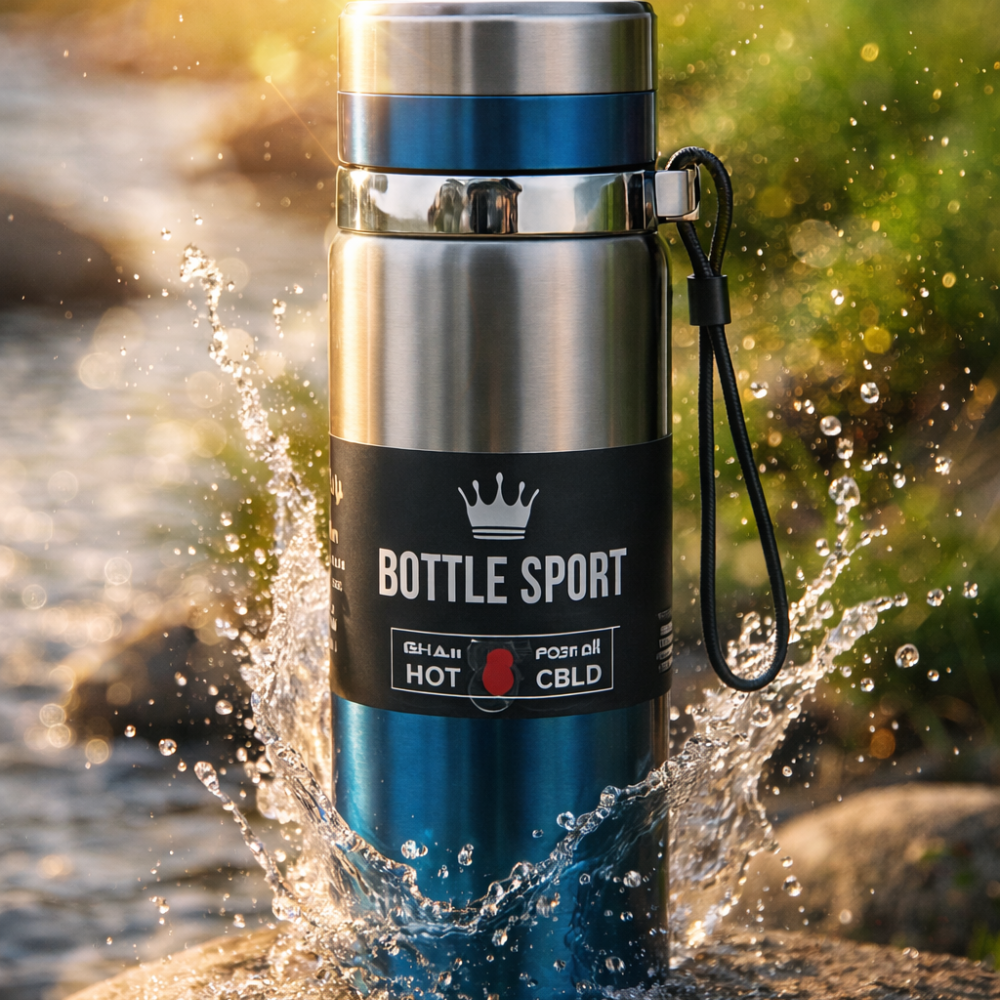 ESTILI-Edelstahl-Thermoflasche. Hält Getränke bis zu 12 Stunden heiß oder kalt