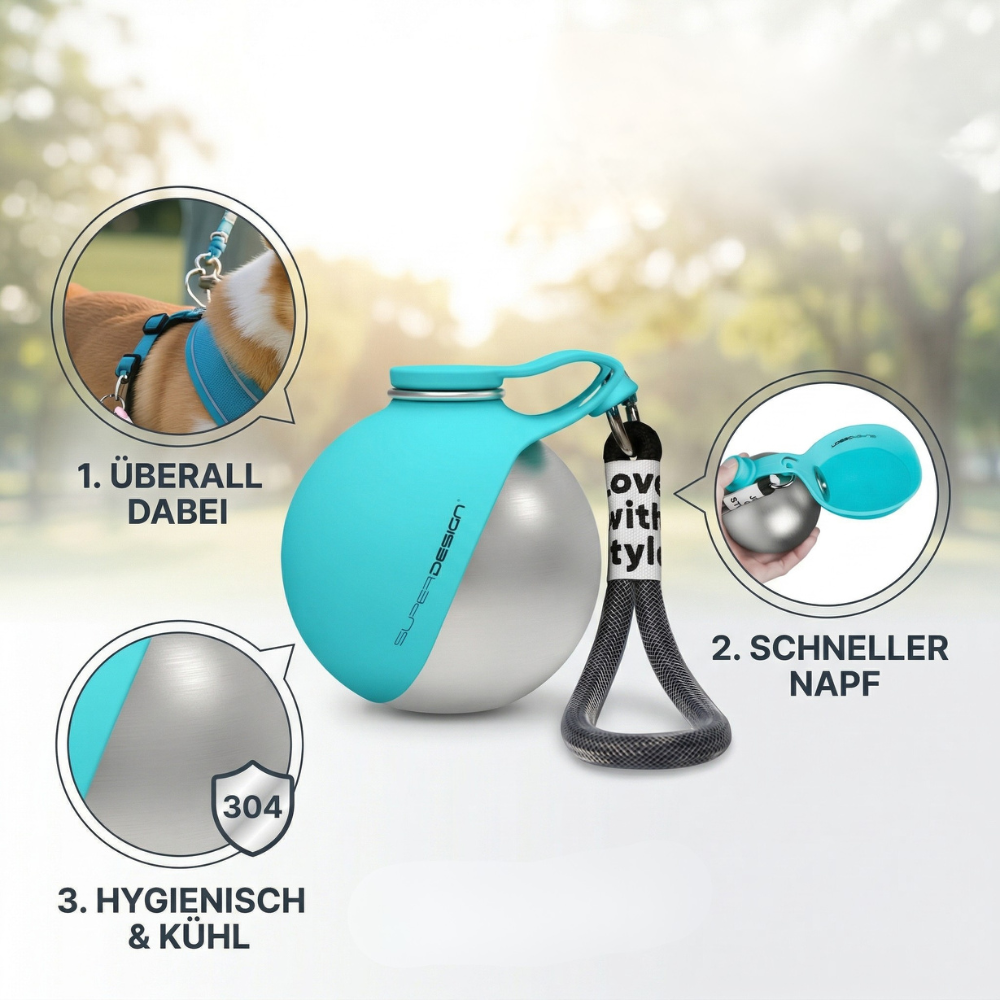 Hydrodog - Millionen Vierbeiner dursten. Deines nicht, dank der smarten Trinkflasche.