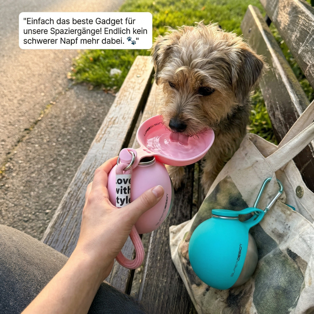Hydrodog - Millionen Vierbeiner dursten. Deines nicht, dank der smarten Trinkflasche.
