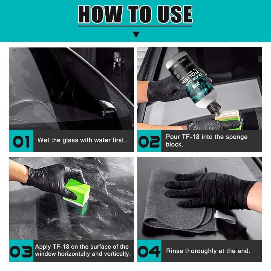 Ryekew Car glass oil film remover paste car glass film remover clear view hydrophobic windshield car window waterproofing agent